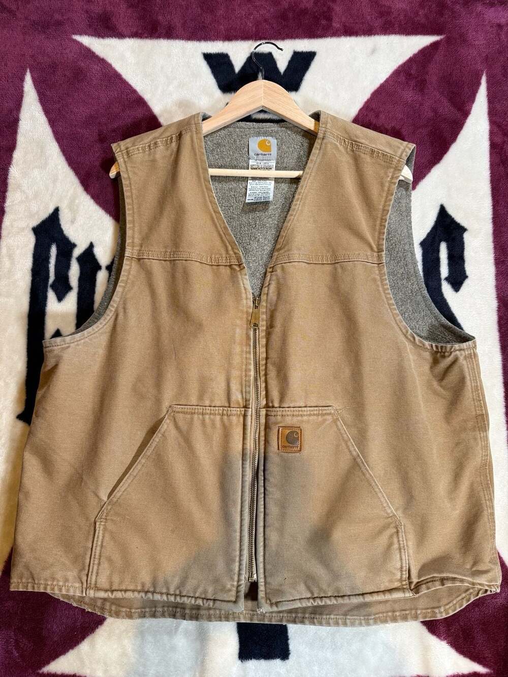 Vintage Carhartt V26 CML Duck Canvas Sherpa Lined Work Vest